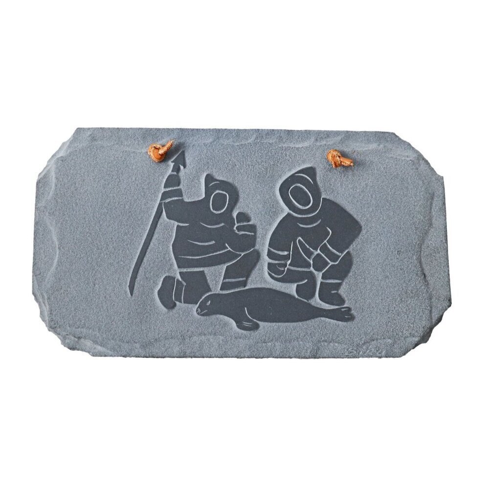 Canada Inuit Siku Native Art Carved Soapstone Relief Wall Hanging Handmade
